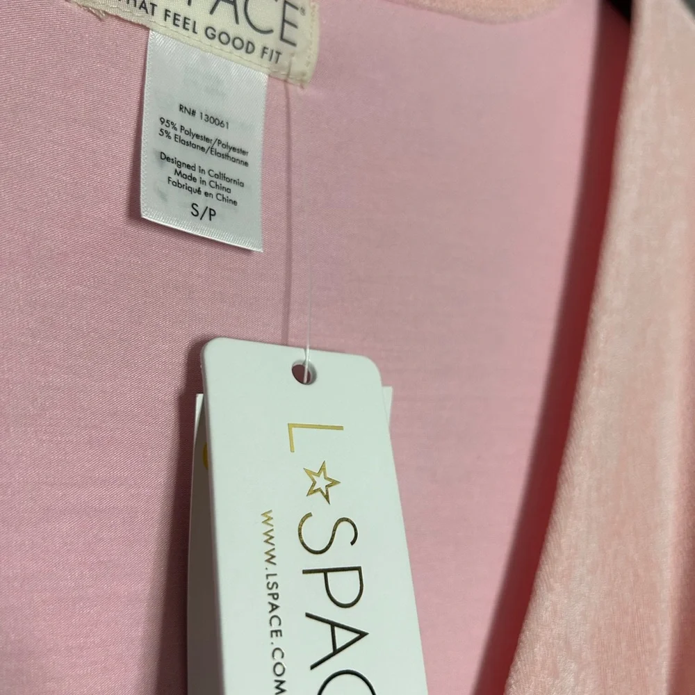 L*SPACE NWT LIGHT PINK LONG SLEEVES MINI DRESS SIDE RUCHING, STRETCH SZ: SMALL - Picture 5 of 9